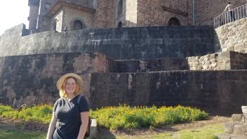 During the last week, students took short trips to visit other sites. Rachel is at the Coriconcha Inca Temple in Cusco.