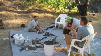 Flintknapping at Camp