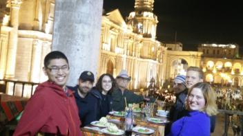 Arequipa's not a bad place to hang out. Dinner on the Plaza de Armas.