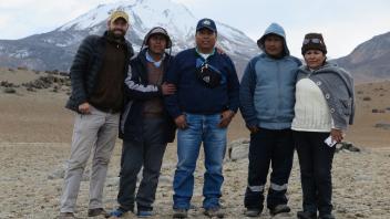 Randy, Javier, Albino, Mateo, and Virginia on survey in the study area.