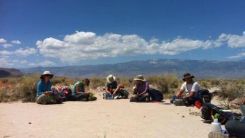 Taking a lunch break while surveying on the valley floor.