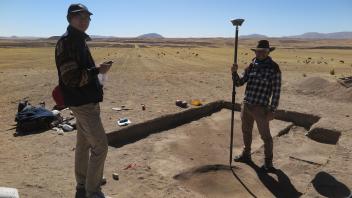 We carefully map the locations of features with GNSS units. Caleb and Ian mapping a feature here.