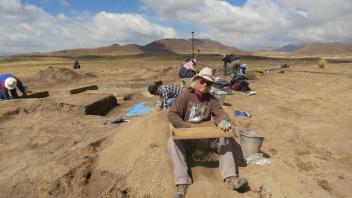We recovered thousands of artifacts, mostly flaked stone debitage. Billy on the screen. 