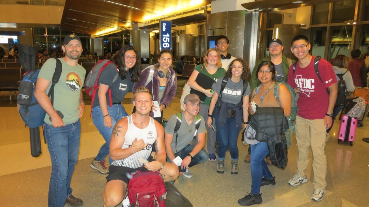 2019 UC Davis field school students leaving the U.S. for Peru.